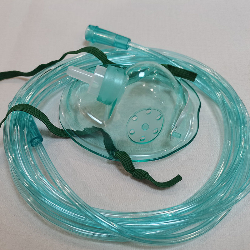 Respiratory Portable Oxygen Mask Green Disposable Oxygen Mask 2.1m Tube