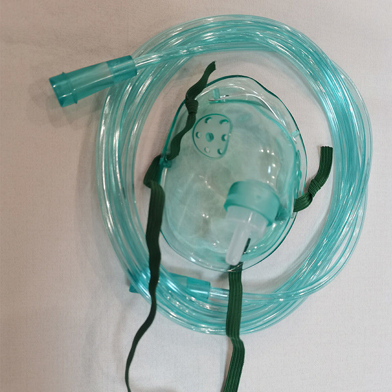 Respiratory Portable Oxygen Mask Green Disposable Oxygen Mask 2.1m Tube